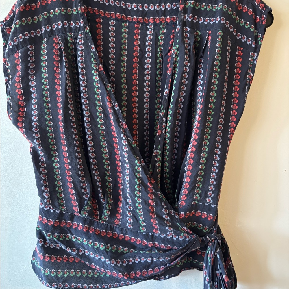 Nanette Lepore Black and Red Striped Blouse